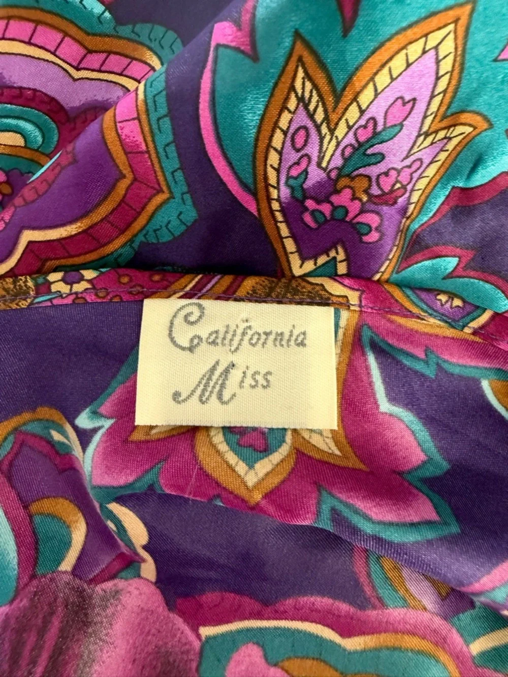 Vintage California Miss Purple Paisley Slip Chemise Lingerie Estimated Medium - Picture 4 of 4